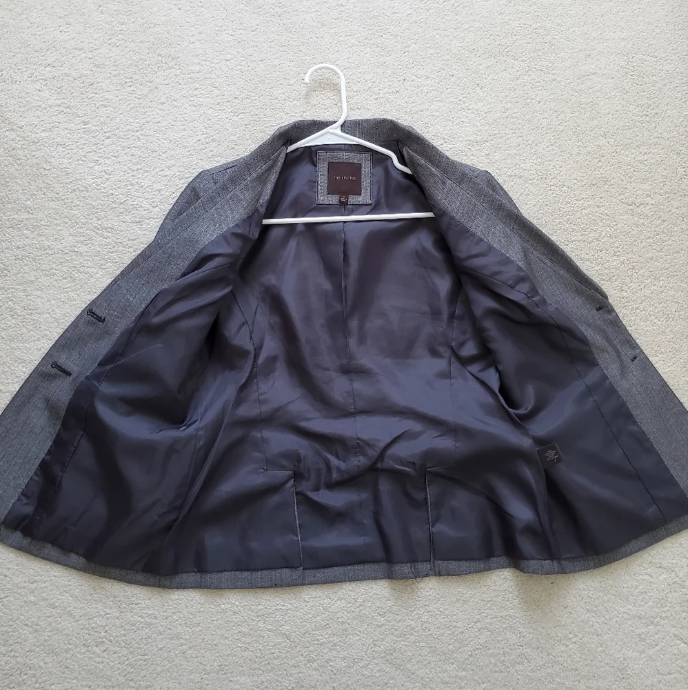 The Limited Women’s Gray 3/4 Sleeves Fitted Jacket Blazer szS